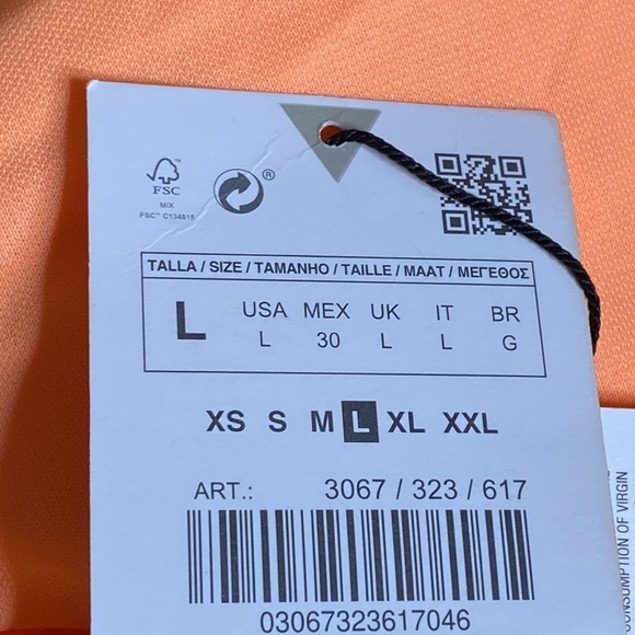 NWT. Zara Neon Oranges Draped Mini Dress. Size L. - Picture 6 of 10